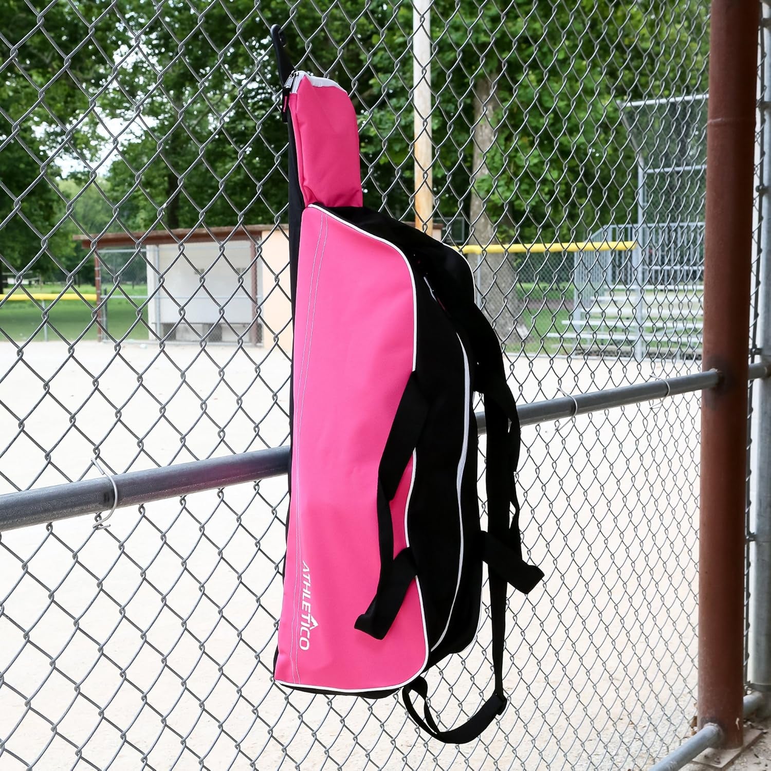 Baseball Tote Bag - Tote Bag for Baseball, T-Ball & Softball Equipment & Gear for Kids, Youth, and Adults | Holds Bat, Helmet, Glove, & Shoes | Fence Hook