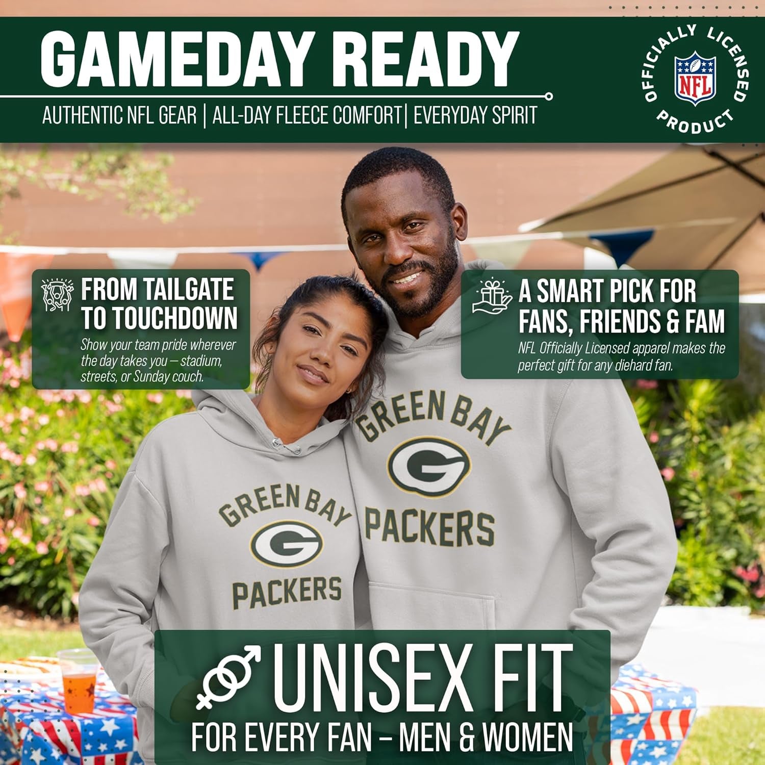 NFL Adult Gameday Hooded Sweatshirt - Poly Fleece Cotton Blend - Stay Warm and Represent Your Team in Style