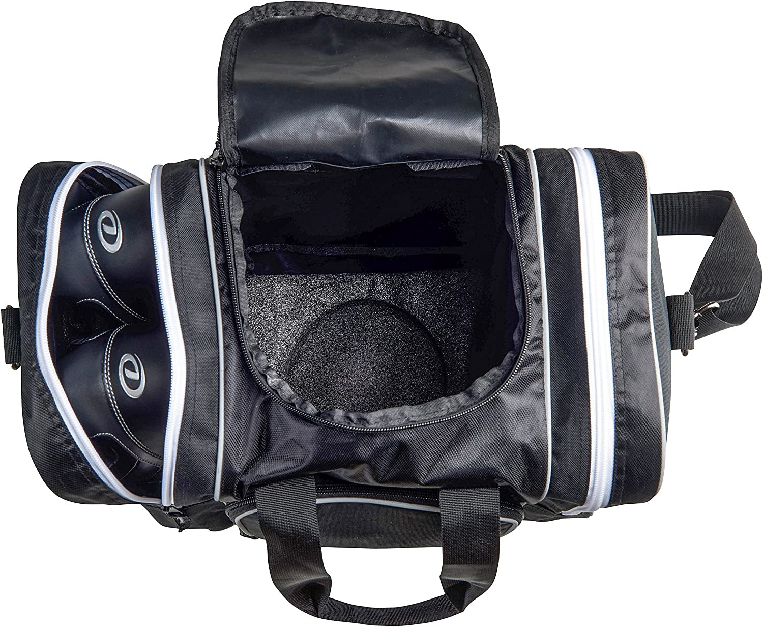 Bowling Bag for Single Ball - Single Ball Tote Bag with Padded Ball Holder - Fits a Single Pair of Bowling Shoes up to Mens Size 14