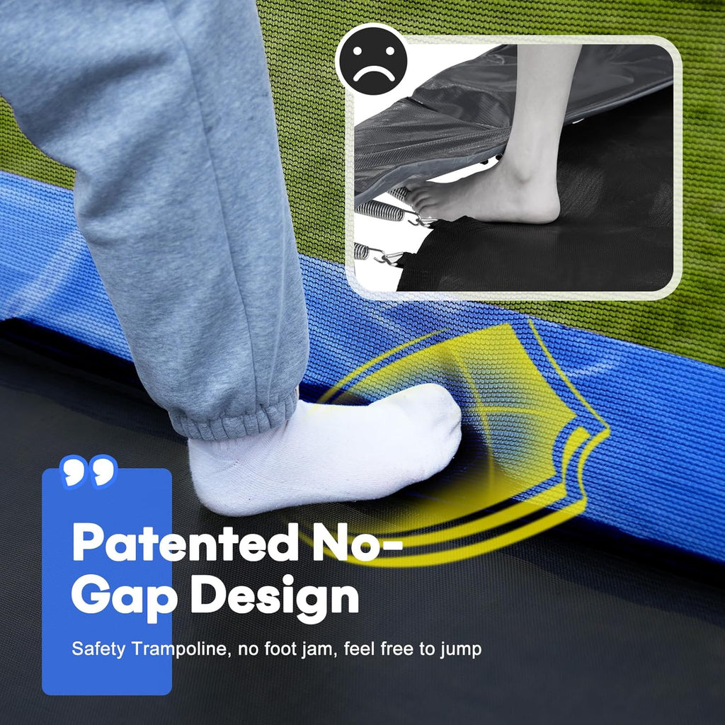 1500LBS Weight Capacity Rectangle Trampoline 10X17Ft 9X15FT 8X14FT Outdoor Square Gymnastics Trampolines with Basketball Hoops for Kids Adults Long Large Big Rectangular Tumbling Trampolin