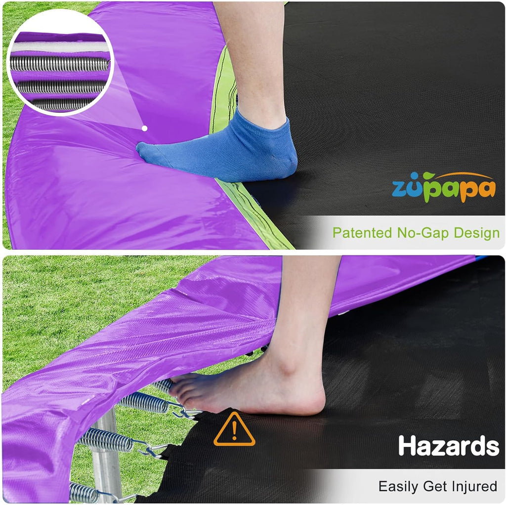 1500LBS Weight Capacity No-Gap Design 16 15 14 12 10FT Trampoline for Kids with Safety Enclosure Net Outdoor Backyards Trampolines with Non-Slip Ladder for Children Adults Family