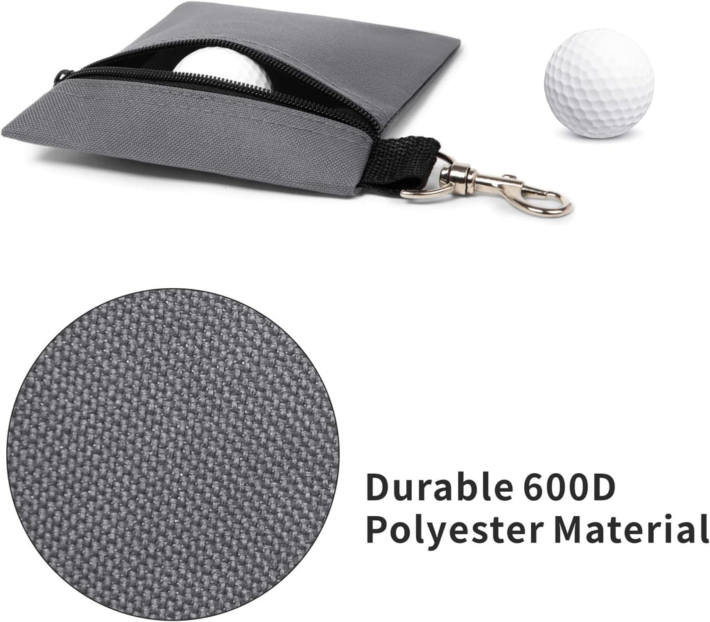 Golf Tee Pouch, 5.62 X 6.87 Inch Professional Zipper Golf Tee/Ball Pouch Bag with Metal Lobster Claw Clip