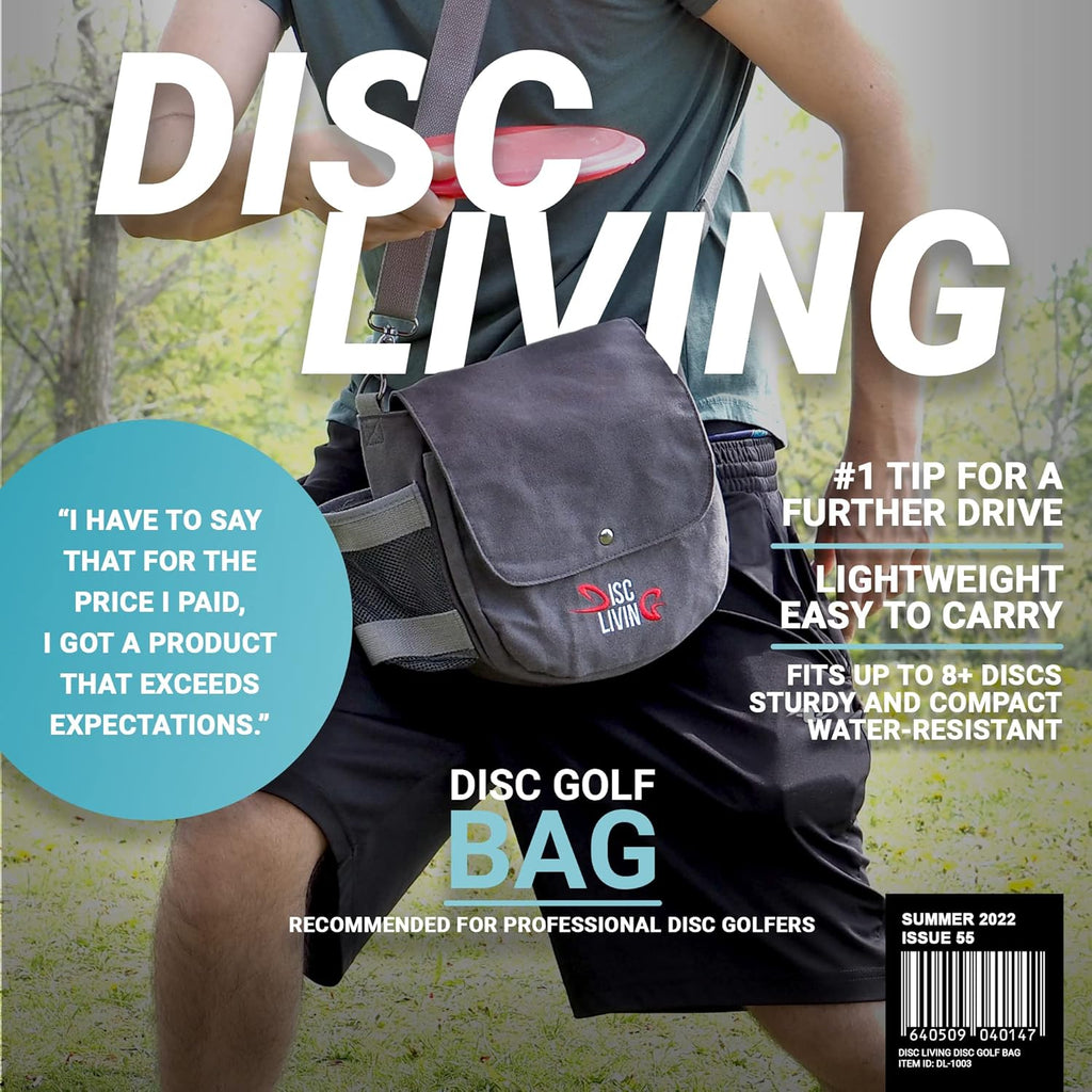 Disc Golf Bag | Frisbee Golf Bag | Easy to Carry | Lightweight Fits up to 10 Discs | 16 Oz Waxed Canvas Sturdy Design | Belt Loop | Double Button Design | Bottle Holder
