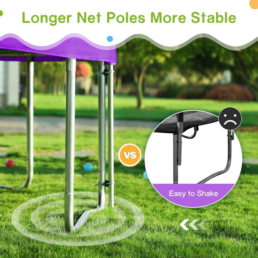 1500LBS Weight Capacity No-Gap Design 16 15 14 12 10FT Trampoline for Kids with Safety Enclosure Net Outdoor Backyards Trampolines with Non-Slip Ladder for Children Adults Family