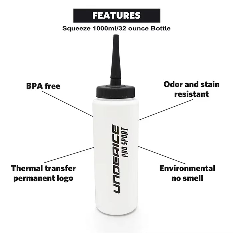 Hockey Water Bottle BPA Free Ice Hockey Sports Bottle 1000ML Hockey Equipment Football Lacrosse Bottles Sports Gear