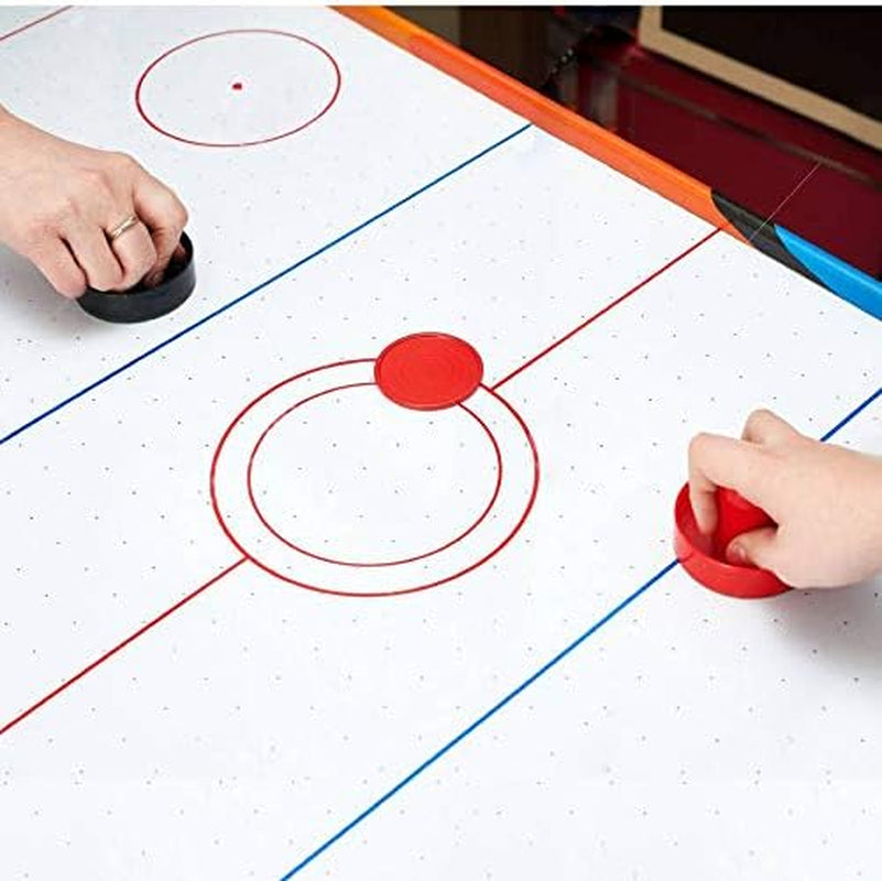 Air Hockey Pushers and Pucks, Air Hockey Paddles with Felt Bottoms, Goal Handles Paddles Replacement Accessories with a Drawstring Bag for Game Tables (4 Striker, 8 Red Puck Pack)
