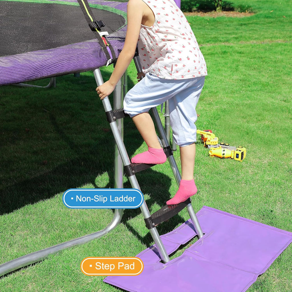 1500LBS Weight Capacity No-Gap Design 16 15 14 12 10FT Trampoline for Kids with Safety Enclosure Net Outdoor Backyards Trampolines with Non-Slip Ladder for Children Adults Family