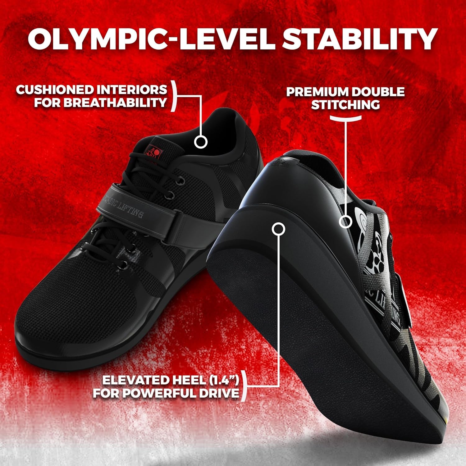 MEGIN Deadlift Shoes – Elevated Heel Gym Footwear for Powerlifting, Weightlifting & Strength Training – Non-Slip Sole Lifting Shoes for Men