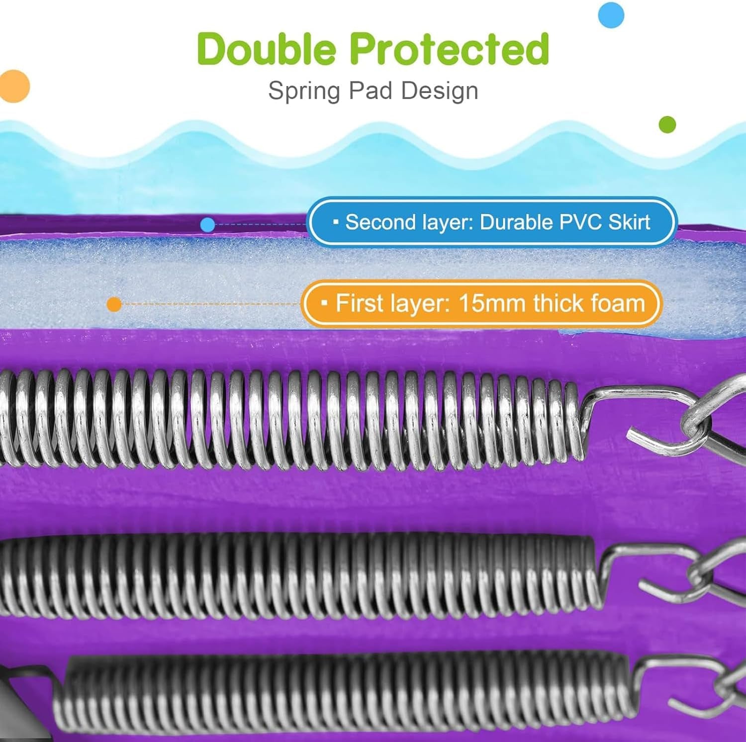 1500LBS Weight Capacity No-Gap Design 16 15 14 12 10FT Trampoline for Kids with Safety Enclosure Net Outdoor Backyards Trampolines with Non-Slip Ladder for Children Adults Family