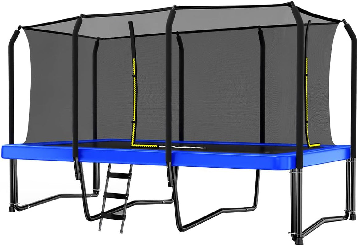1500LBS Weight Capacity Rectangle Trampoline 10X17Ft 9X15FT 8X14FT Outdoor Square Gymnastics Trampolines with Basketball Hoops for Kids Adults Long Large Big Rectangular Tumbling Trampolin