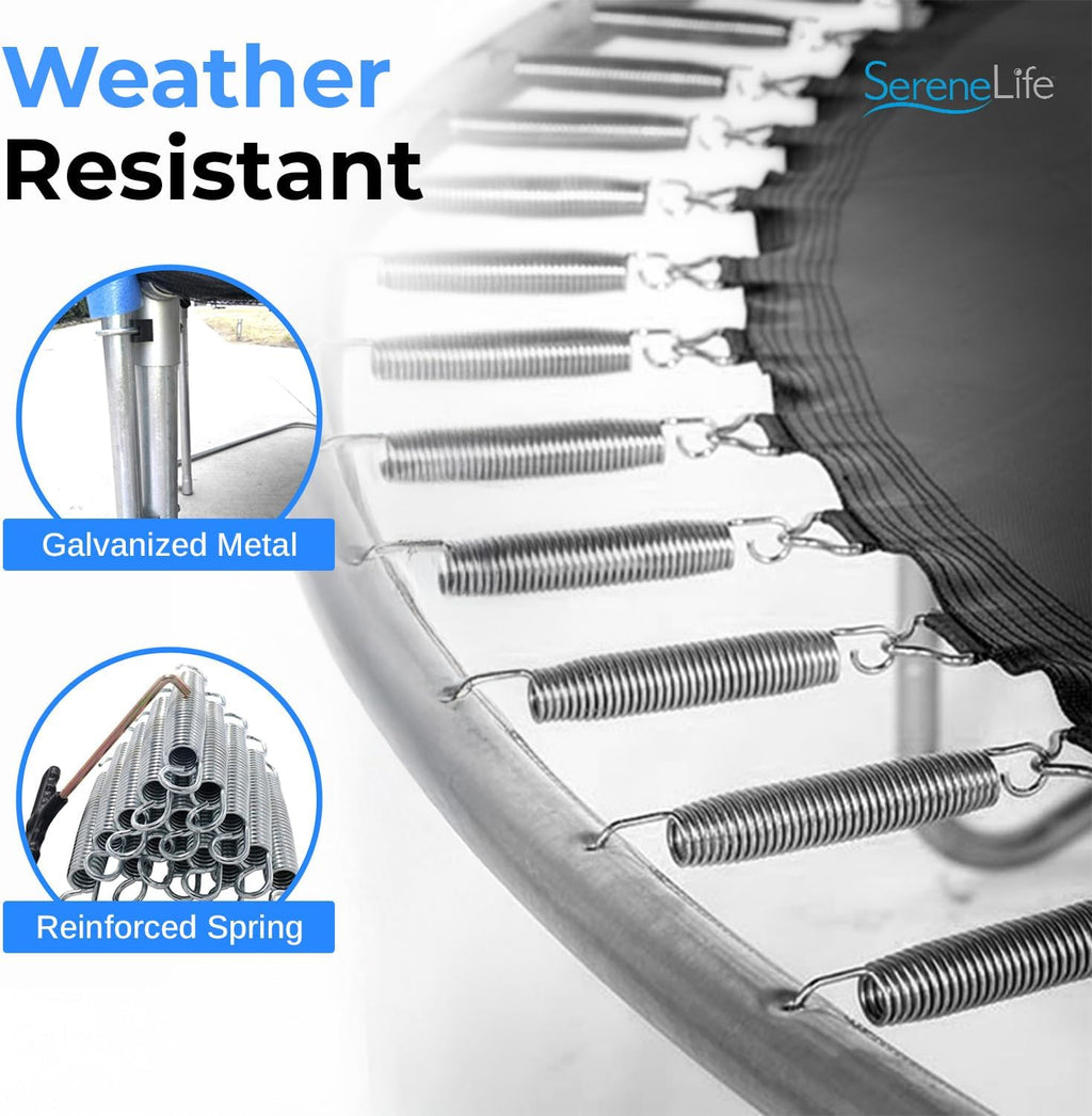 8FT 10FT 12FT 14FT Outdoor Trampoline for Kids and Adults – ASTM Certified Heavy-Duty Backyard Trampoline with Safety Poles, Net Enclosure, and Stable Anti-Rust Frame