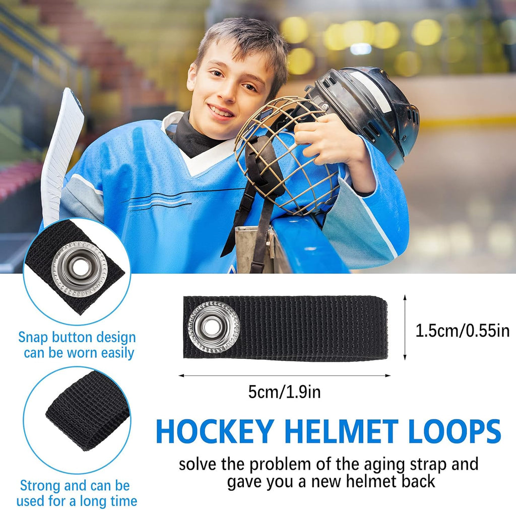 Hockey Helmet Chin Strap Detachable Helmet Loops Hockey Sports Chin Strap Replacement with Single Snap Accessory, Black