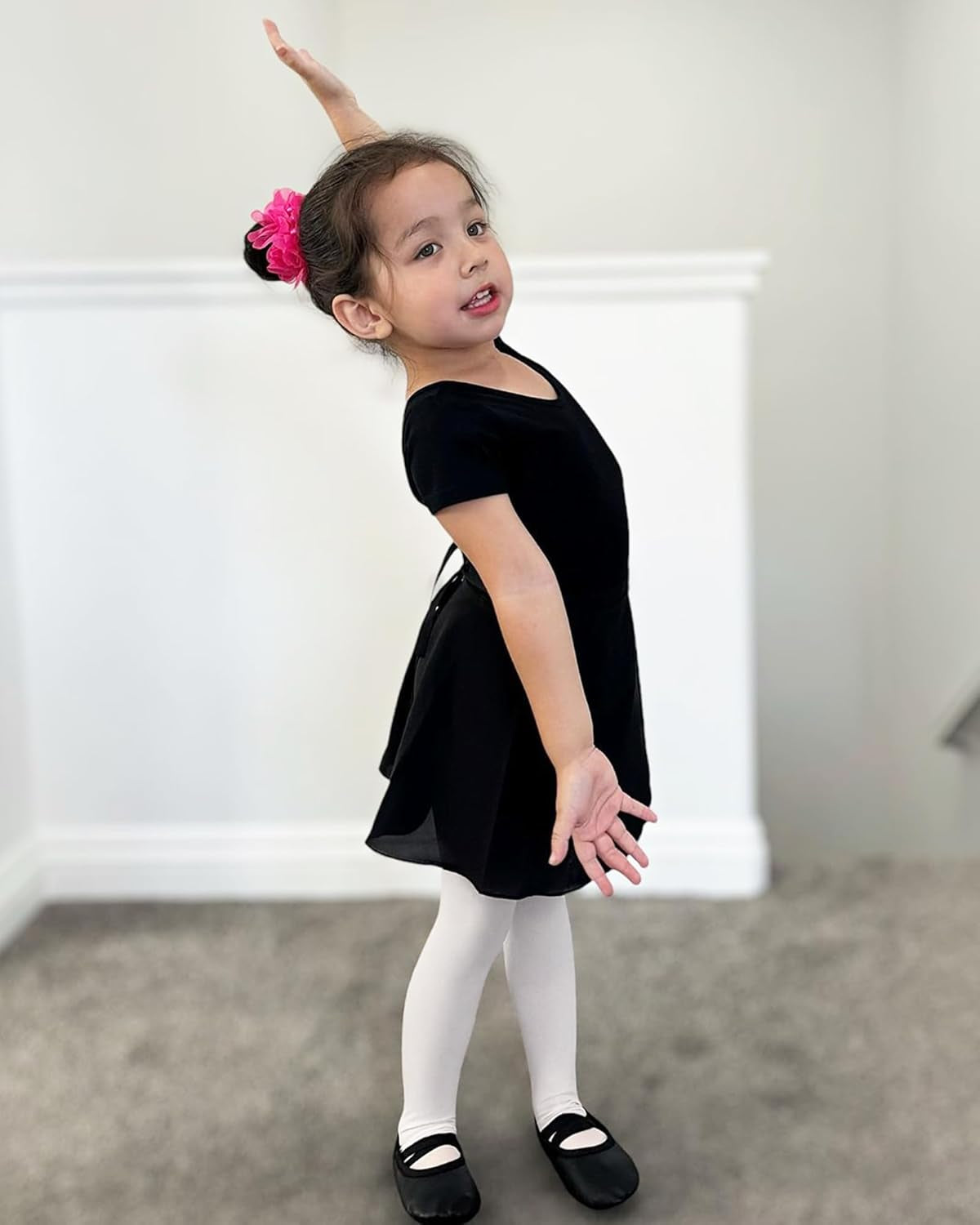 Leotard for Girls Black Ballet Dance Leotard Gymnastics Outfits with Bow Back (Toddler/Little/Big Kids)